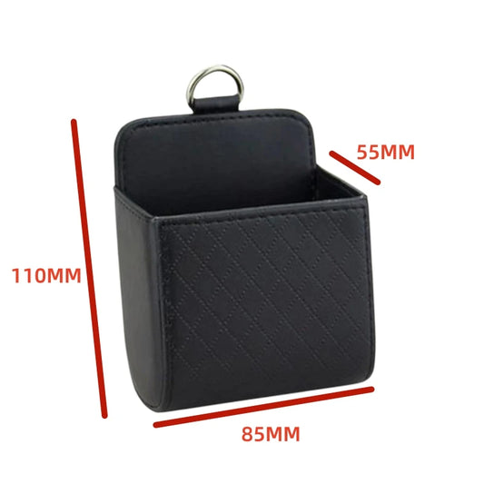 1pc Car Storage Bag Car Air Outlet Debris Bag For Mobile Phone Key Sunglasses Vent Dashboard Tidy Hanging Leather Organizer Box