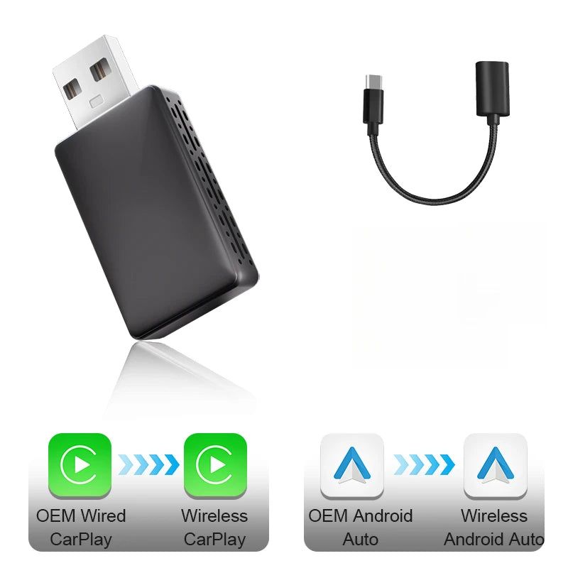 Carplay Android Auto Wireless Adapter Car Intelligent Systems Tools Cars Accessories Wired To Wireless Carplay Wireless Adapter