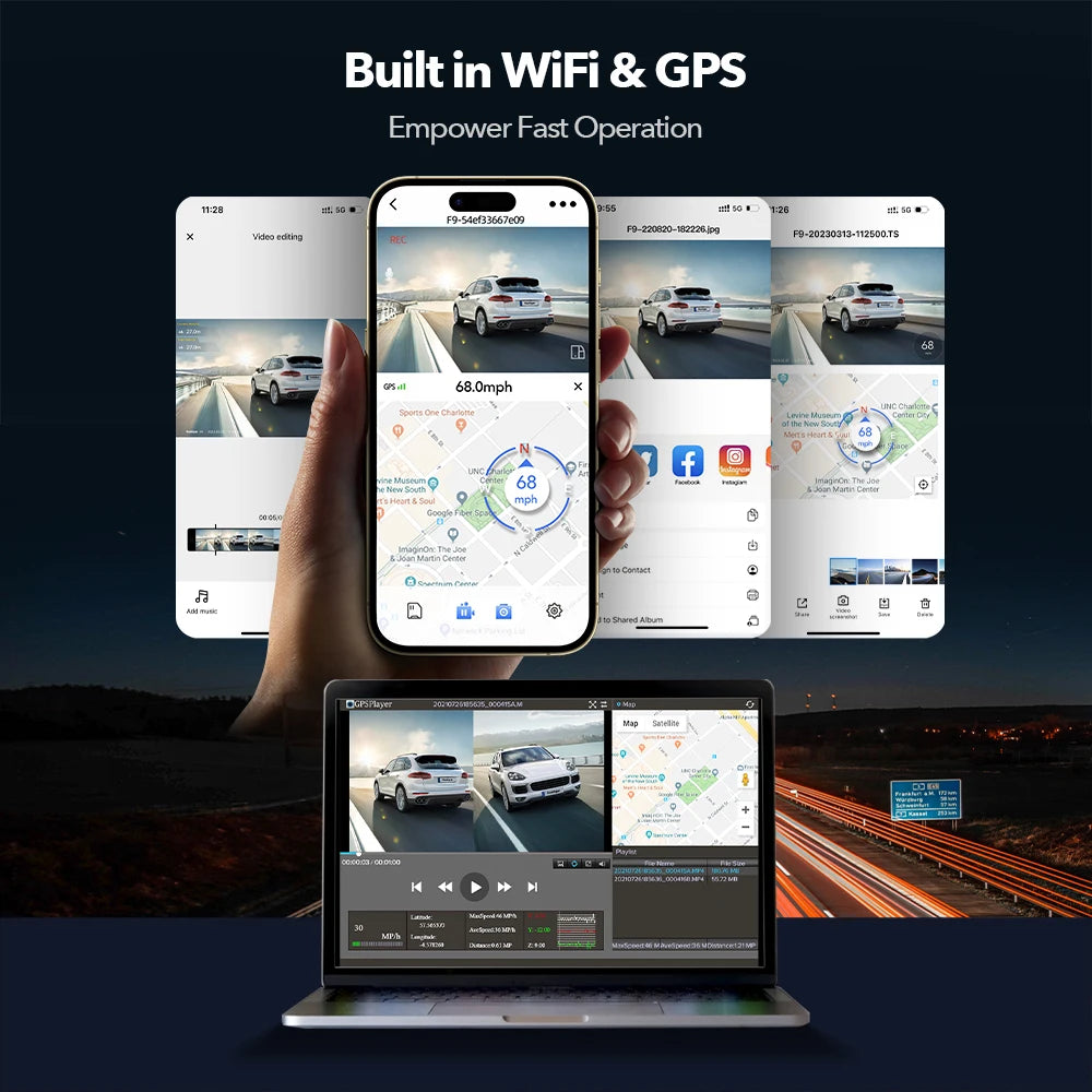 REDTIGER F9 Dash Cam 4K Front and Rear WiFi GPS Car Camera for Parking Mode Car Dvr for Night Vision Car Recorder By App Control