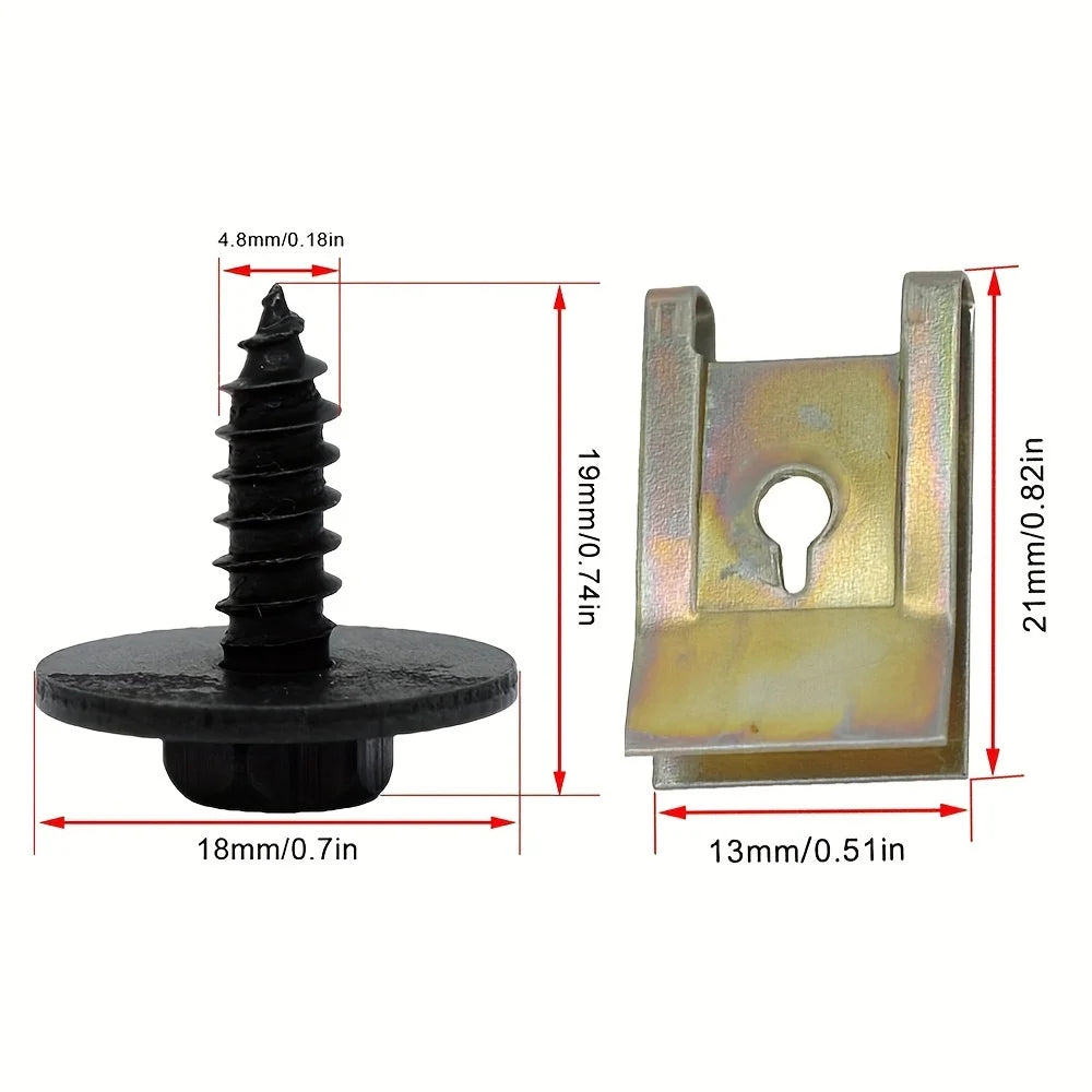 Car Screw Base U Clip Car Modification Fastener Metal Fender Bumper Protection Clip Interior Accessories Automobile Fasten