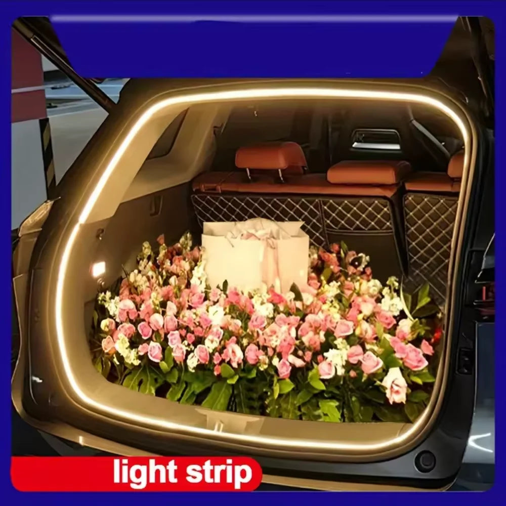 Car high brightness trunk lighting ambient light interior decoration LED wiring free automatic sensing tailgate light strip