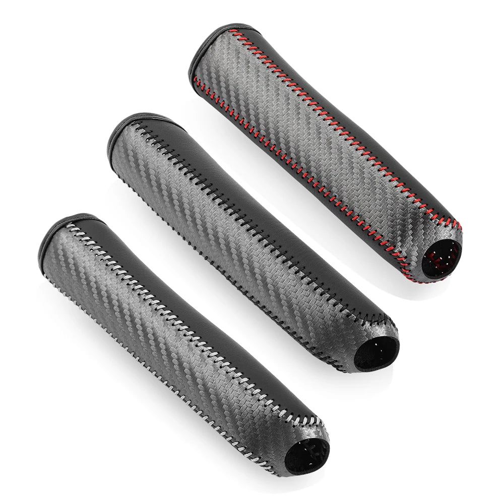 Carbon Fiber Car Leather Handbrake Cover Protective Sleeve Hand Brake Protection Car Interior Accessories