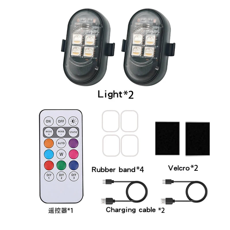 RGB Led Car Strobe Lights Motorcycle LED Flash Position Wireless Light Aircraft Airplane Helicopter Warning Lights Accessories