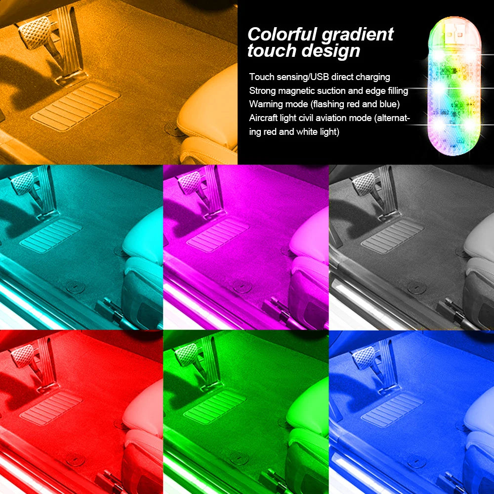 LED Car Mini Touch Light USB Charging Portable Auto Roof Ceiling Reading Night  Lamp Wireless Car Decoration Ambinet Light