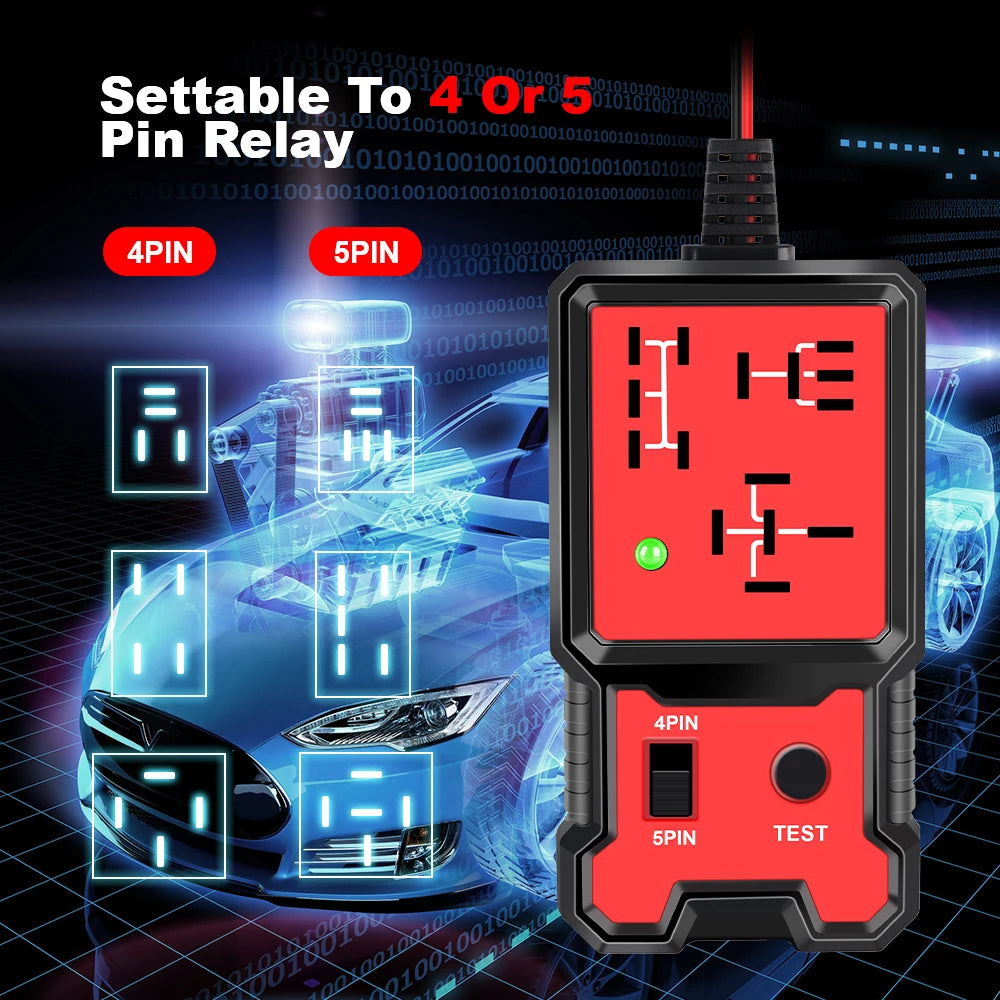 Car Battery Checker Universal 12V LED Indicator Light Automotive Electronic Relay Tester Car Relay Tester