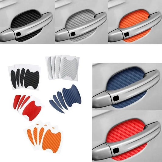 4 Pieces of Car Door Handle Protective Film, Carbon Fiber Stickers, Scratch Resistant Covers, Exterior Accessories,