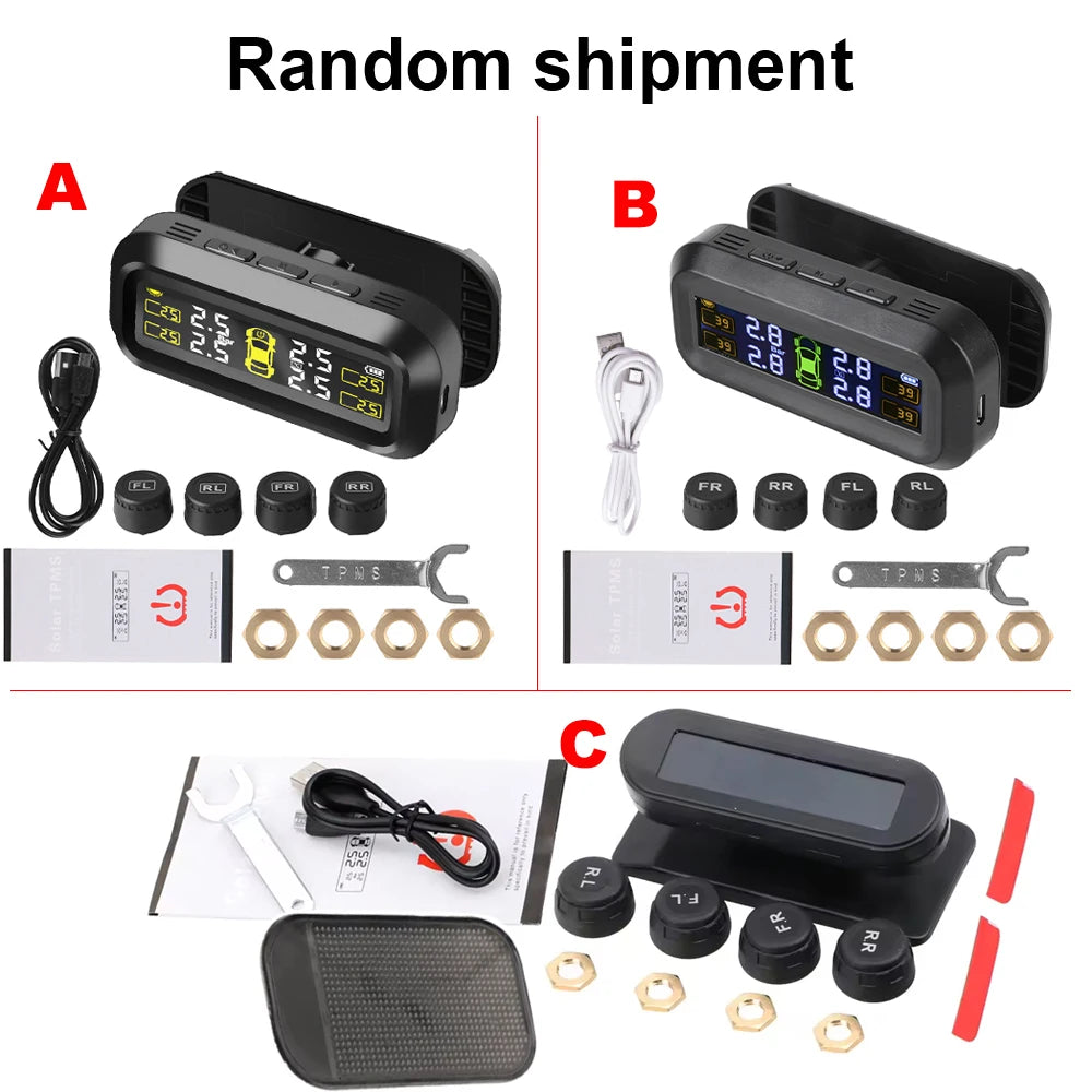Car TPMS Sensors Tire Pressure Monitoring System Tyre On Board Computer Diagnostic Solar/USB Off Road 4x4 Automobile Accessories