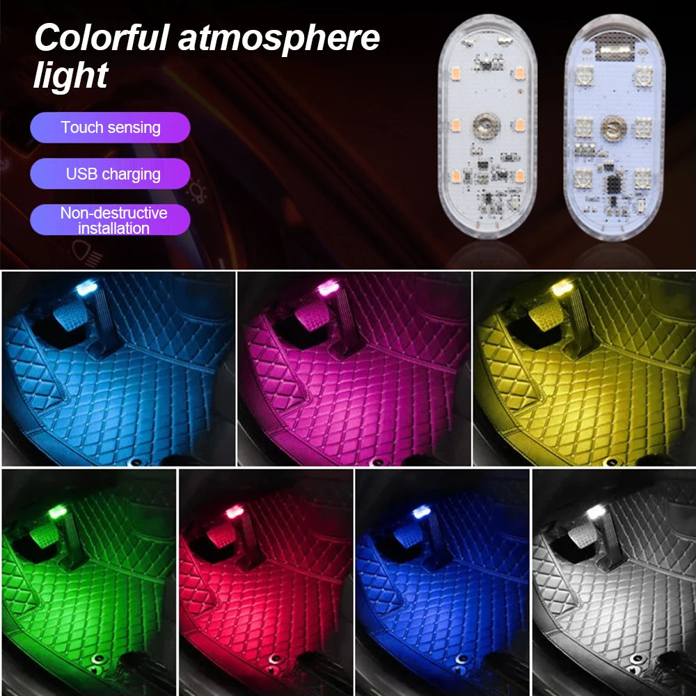 Multi Color Car Light Wireless LED Touch Light Roof Ceiling Sensor Read Lamp Mini USB Charging Light Auto Interior Accsesories