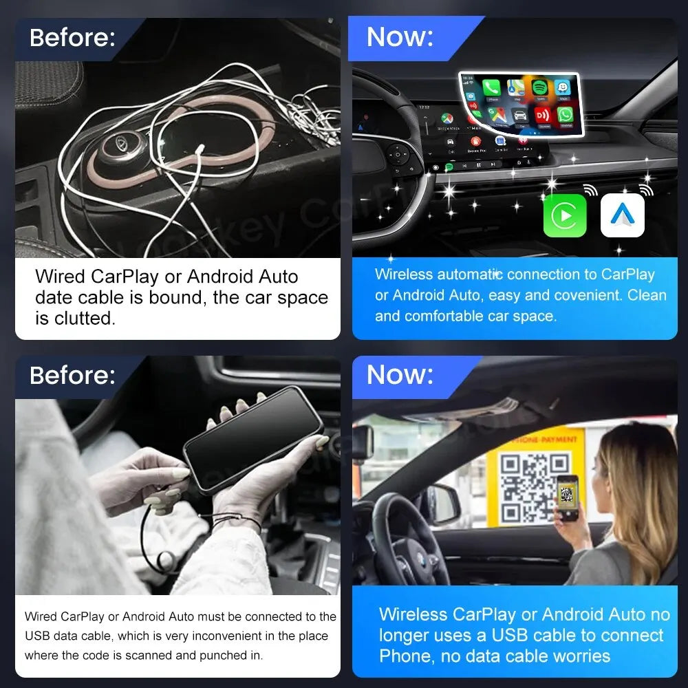 CarlinKit 5.0 Wireless CarPlay Android Auto Adapter 3 in 1 Wireless Car Adapter for Mazda Toyotal Peugeot Volvo Kia Spotify