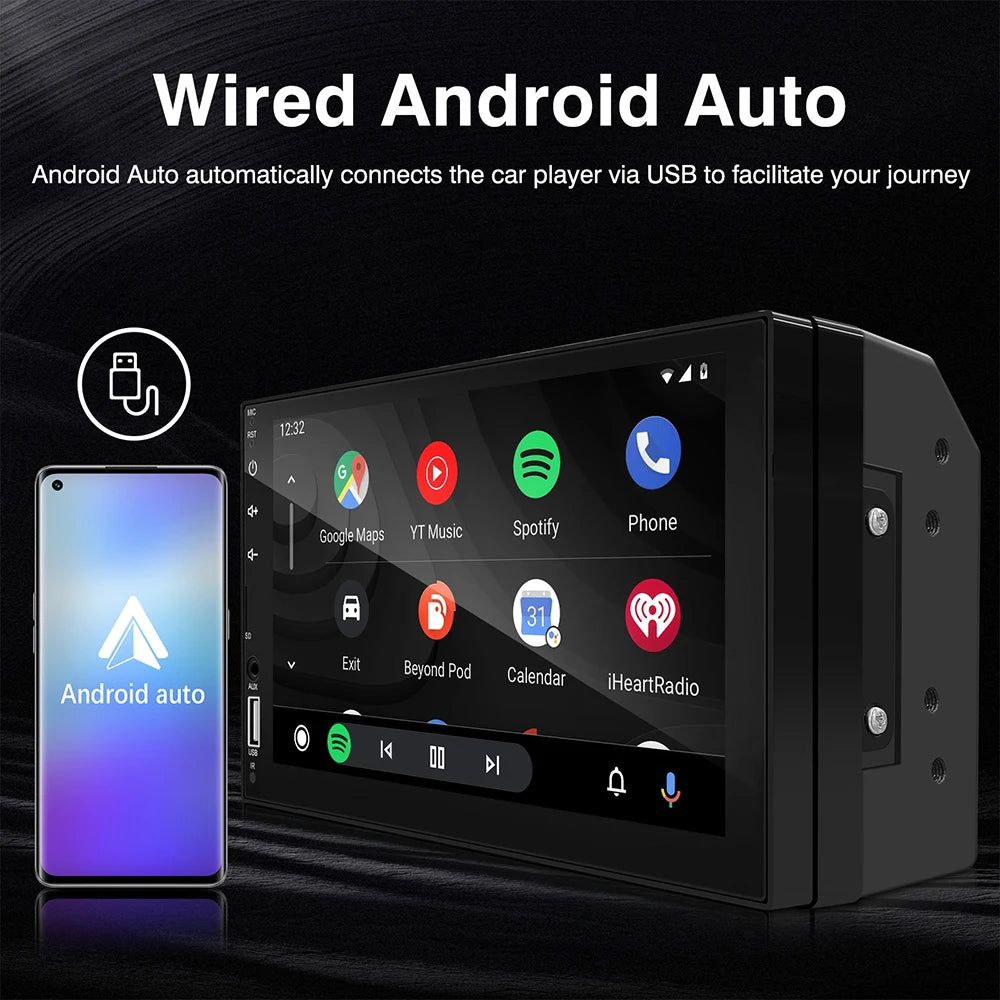 7Inch Carplay Android Auto Player IPS Touch Screen HD Automotive Multimedia Car MP5 Player USB FM Bluetooth TF Card 2 Din Stereo