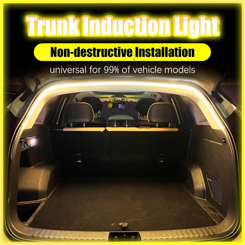 Car Trunk Led Light Strip Waterproof PVC Flexible Ambient Light Strip Automatic On/Off Hidden Installation Universal for Suv/Mpv