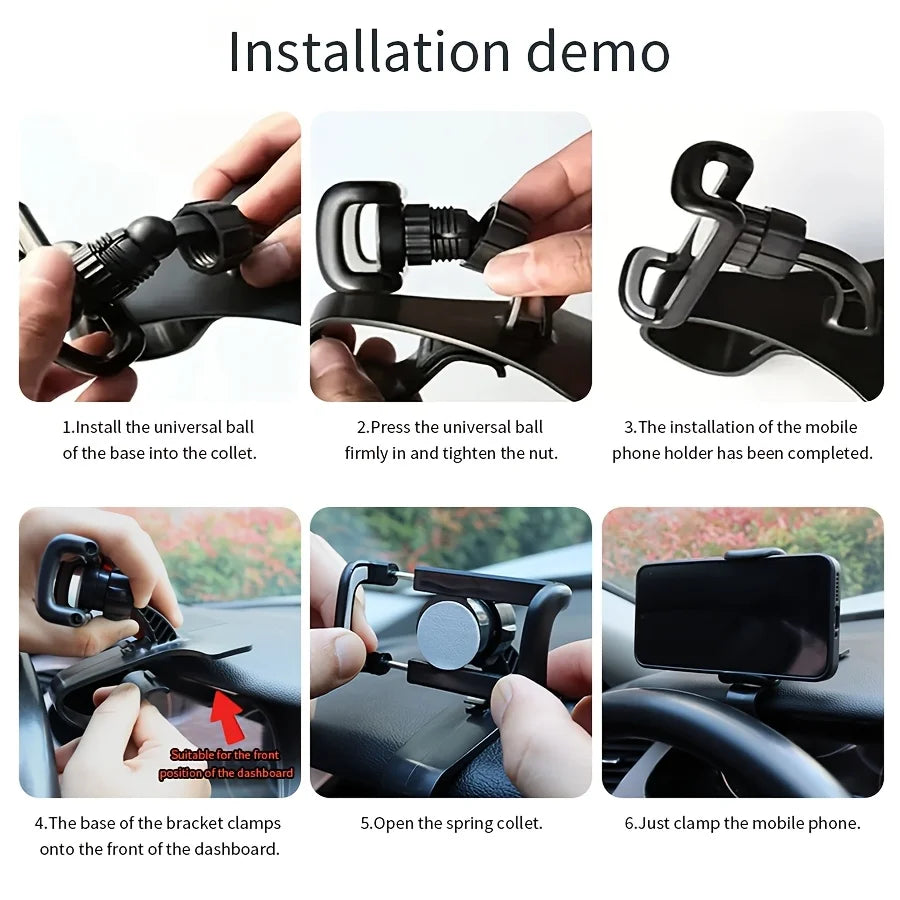 Dashboard Car Mobile Phone Holder Buckle Type In-car Clip Rotary Navigation Mobile Phone Holder
