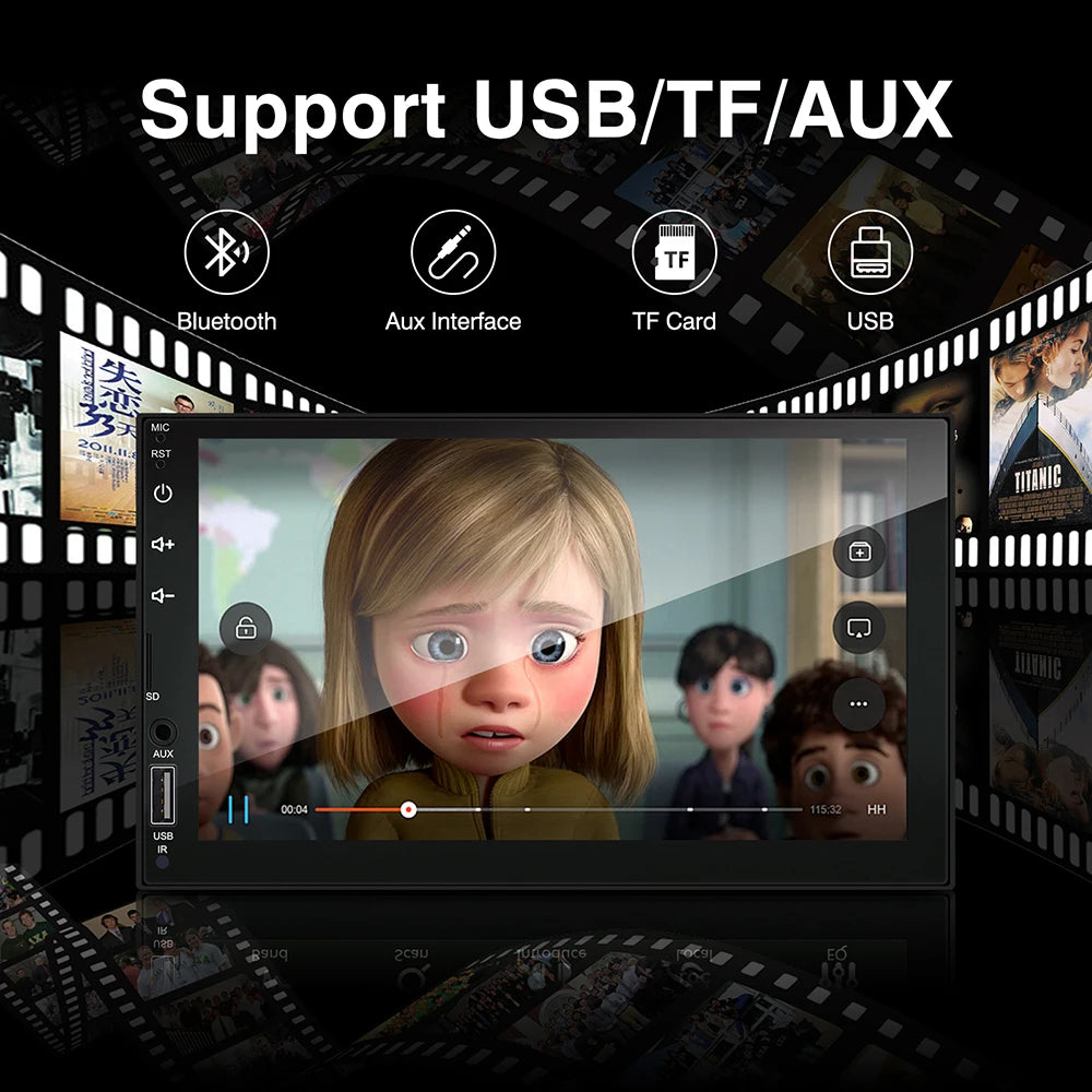 7Inch Carplay Android Auto Player IPS Touch Screen HD Automotive Multimedia Car MP5 Player USB FM Bluetooth TF Card 2 Din Stereo