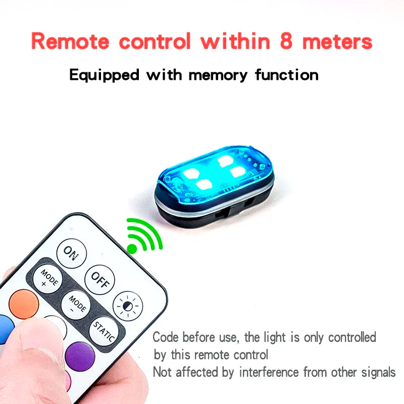 RGB Led Car Strobe Lights Motorcycle LED Flash Position Wireless Light Aircraft Airplane Helicopter Warning Lights Accessories