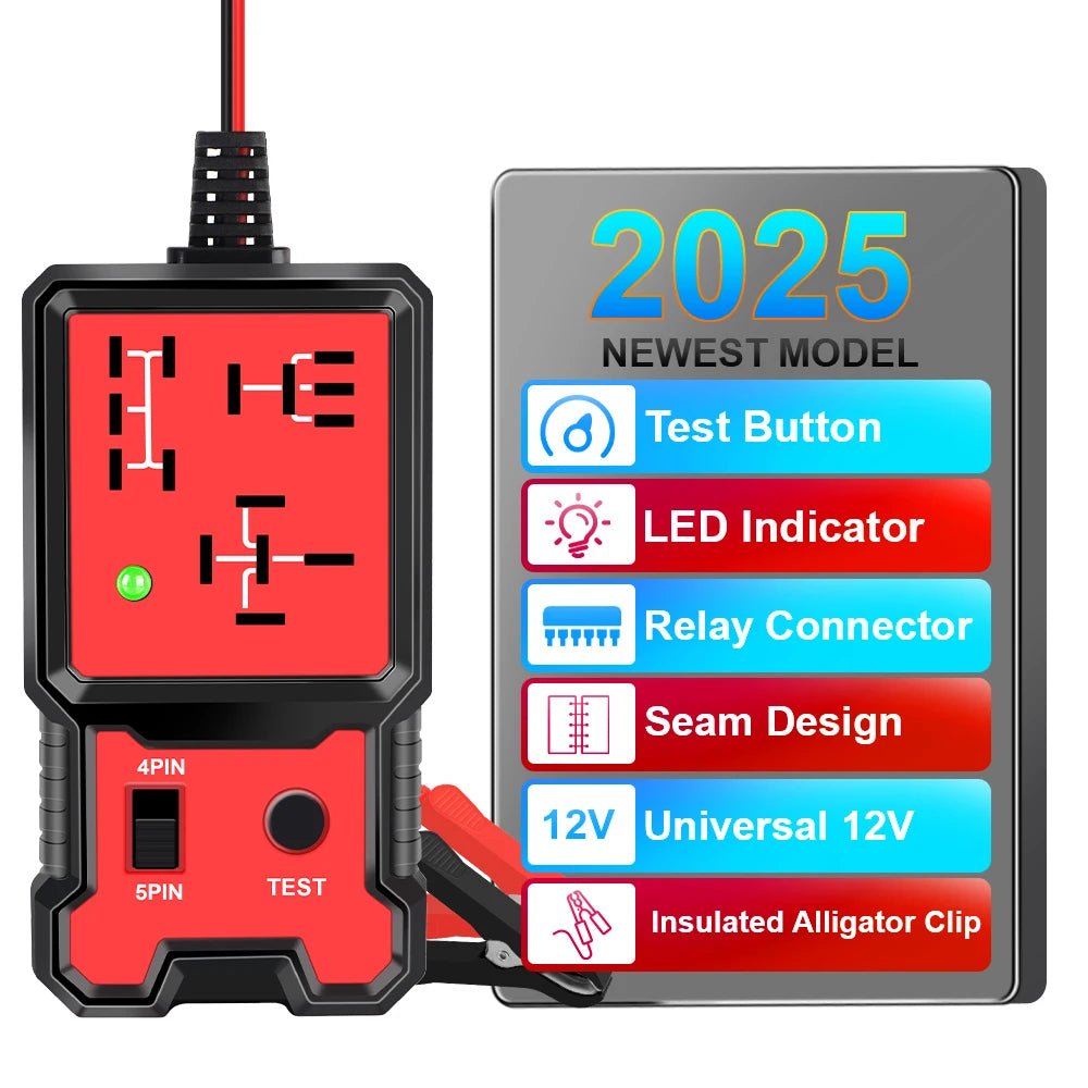 Car Battery Checker Universal 12V LED Indicator Light Automotive Electronic Relay Tester Car Relay Tester