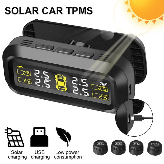 Car TPMS Sensors Tire Pressure Monitoring System Tyre On Board Computer Diagnostic Solar/USB Off Road 4x4 Automobile Accessories